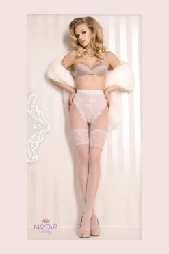 Ballerina Faux Hold Up Bridal Tights -Sexy Lingerie Shop 377 1 white mayfair