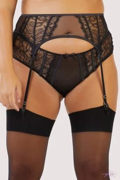 Playful Promises Fallon Suspender Belt -Sexy Lingerie Shop FallonBlackLaceSuspender Mayfair Stockings 22