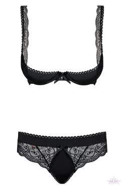 Obsessive Miamor Black Half Bra And Thong -Sexy Lingerie Shop Mayfair Stockings Obsessive miamor set packshot