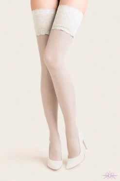 Gabriella Exclusive 15 Deep Lace Hold Ups -Sexy Lingerie Shop Mayfair Stockings gabriella Calze 15 hold ups white