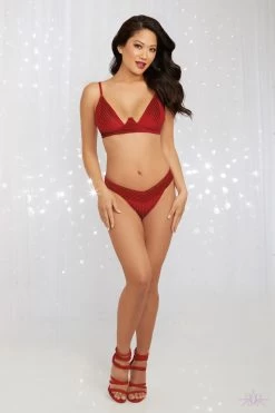 Dreamgirl Underwired Claret Bra And Thong Set