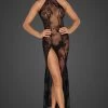 Noir Handmade Fabulous Long Tulle Dress -Sexy Lingerie Shop Mayfair StockingsF239 front BOX grey 2