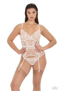 BLUEBELLA Bluebela Marseille White Basque -Sexy Lingerie Shop Mayfair StockingsMarseilleWiredBasqueandThong White 2 31