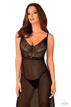 Obsessive Black Estiqua Long Chemise -Sexy Lingerie Shop Mayfair StockingsObsessive estiqua chemise aaa 8