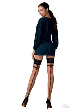 Passion Beige/Black Sheer Seamed Hold Ups -Sexy Lingerie Shop Mayfair StockingsST114beige neroback kopia 5