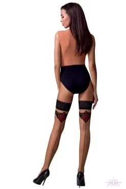 Passion Beige/Claret Seamed Lace Hold Ups 8 Passion Beige/Claret Seamed Lace Hold Ups -Sexy Lingerie Shop Mayfair StockingsST116beige bordoback kopia 12