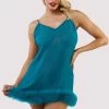 Playful Promises Bettie Page Feather Trim Teal Babydoll 2 Playful Promises Bettie Page Feather Trim Teal Babydoll -Sexy Lingerie Shop Mayfair Stockingsbettie page lingerie nightwear teal feather trim babydoll 30498539372592 2000x 1