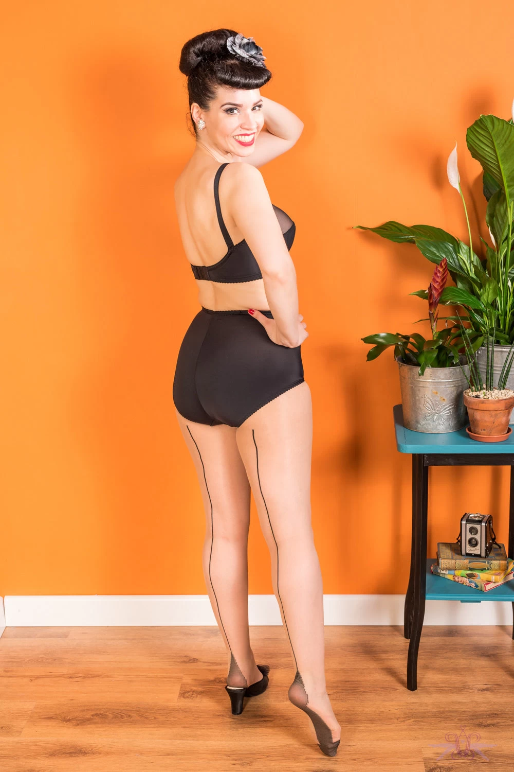 What Katie Did Contrast Champagne/Black Seamed Tights 3 What Katie Did Contrast Champagne/Black Seamed Tights