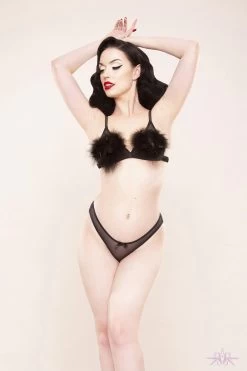 Playful Promises Bettie Page Powder Puff Triangle Bra Black