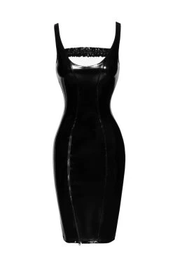 Noir Handmade PVC Midi Dress With Zip -Sexy Lingerie Shop Mayfair Stockingsghost f250 f 1